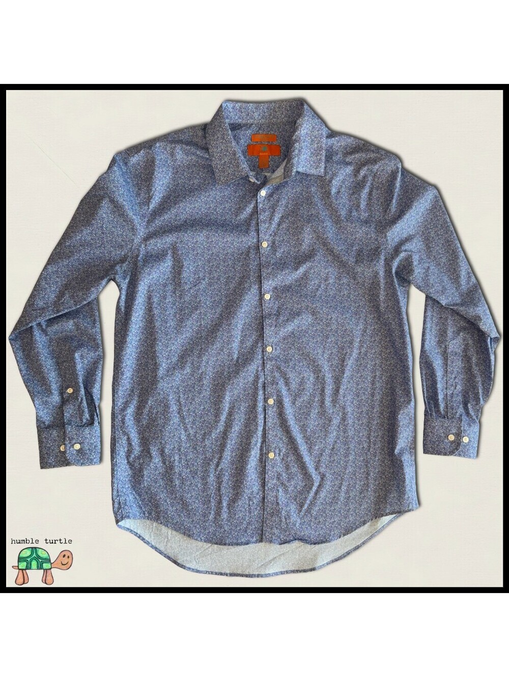 EGARA Extreme Slim Fit Stretch Men's Dress Shirt 16.5 32-33 Blue Floral | EUC